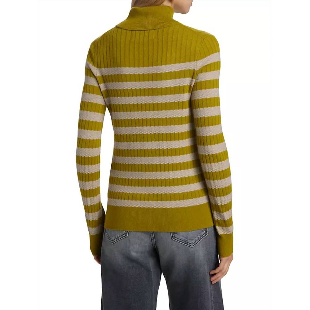 NEW LINGUA FRANCA morrissey stripe turtleneck in olive oil - Picture 2 of 4